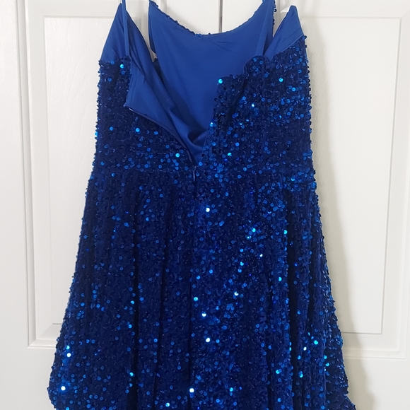 Sparkling Blue Sequin Dress Sz 14 - Picture 3 of 6